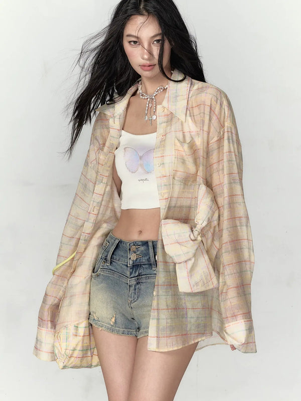 Versatile Sheer Plaid Shirt