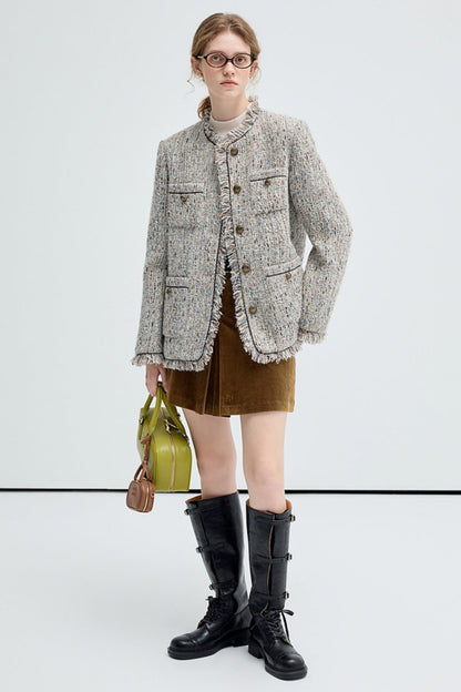 Wool Blend Variegated Short Jacket