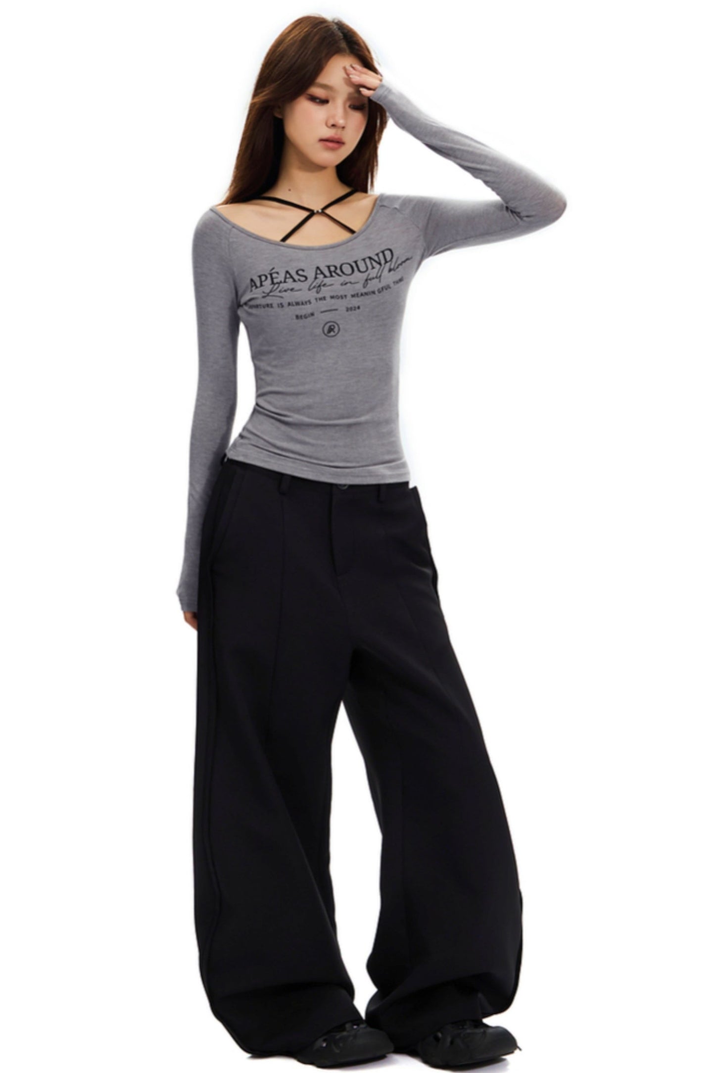 Curved Scimitar Wide-leg Trousers