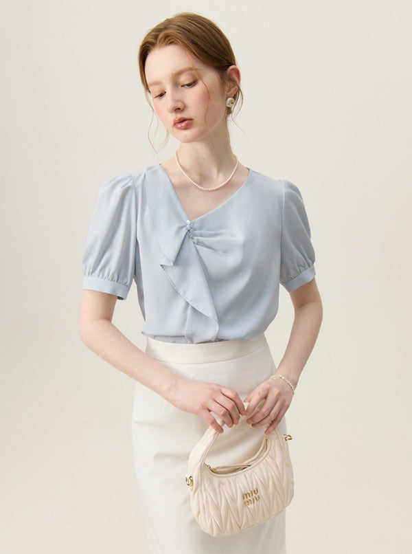 French Ruffle V-Neck Shirt
