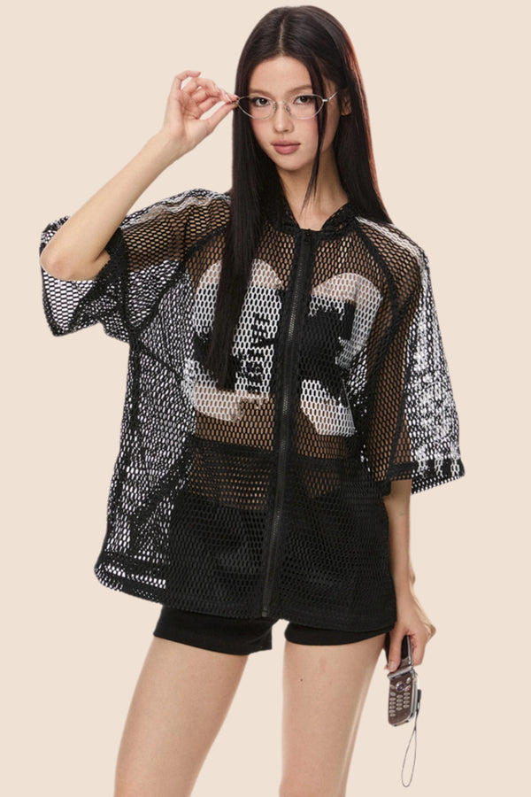 Casual Mesh Design Hoodie