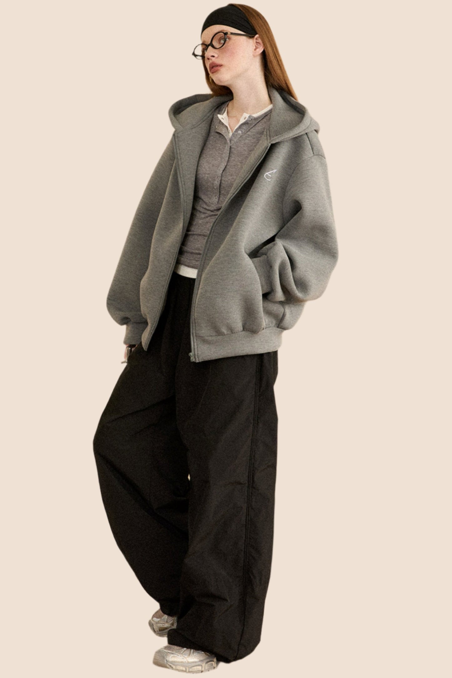 Loose Fit Hooded Cardigan Jacket