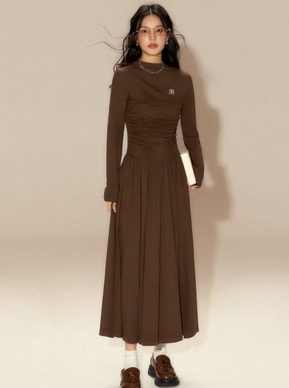 Preppy brown maxi dress