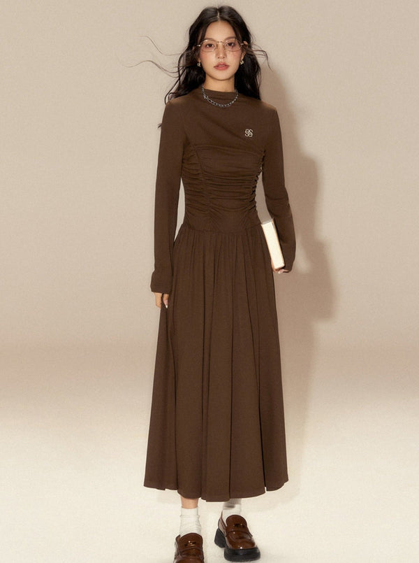 Preppy brown maxi dress