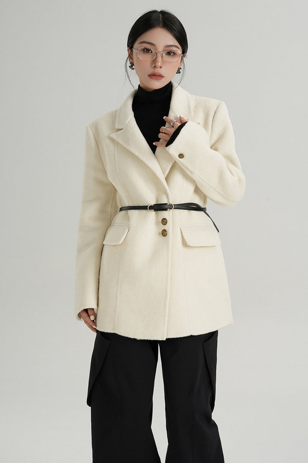 Fashionable Tweed Belted Jacket