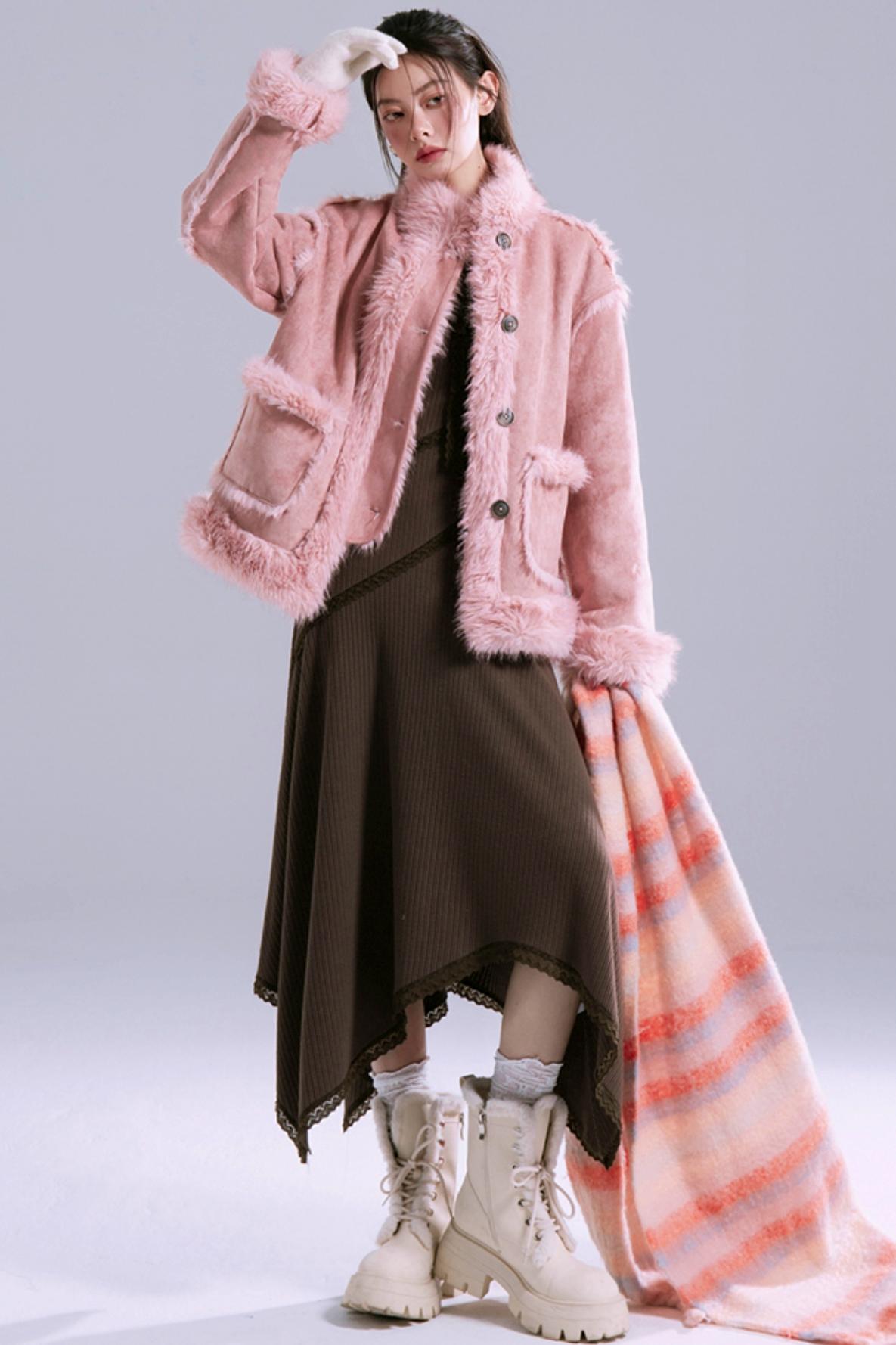 Asymmetric Lace Knitted Dress