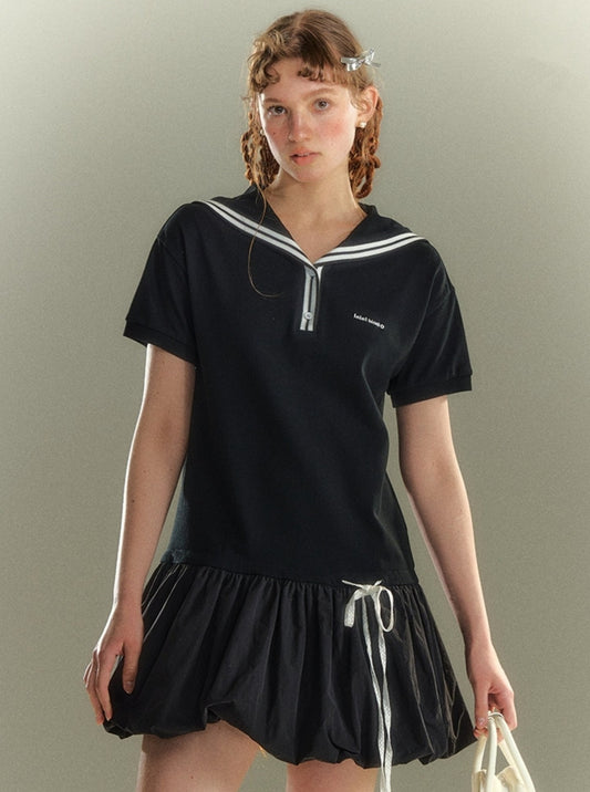 Kleid mit Kragen in College-Navy