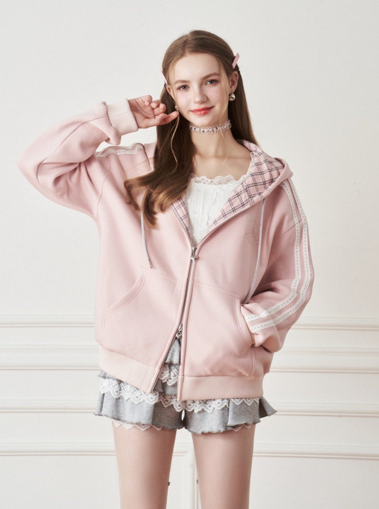 American retro style cardigan hooded jacket