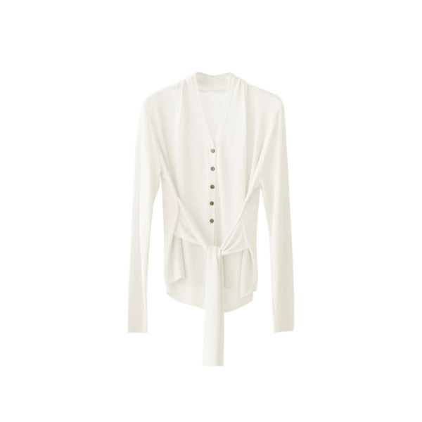 Purple Silk Blend Knit Sweater & Skirt Set-Up