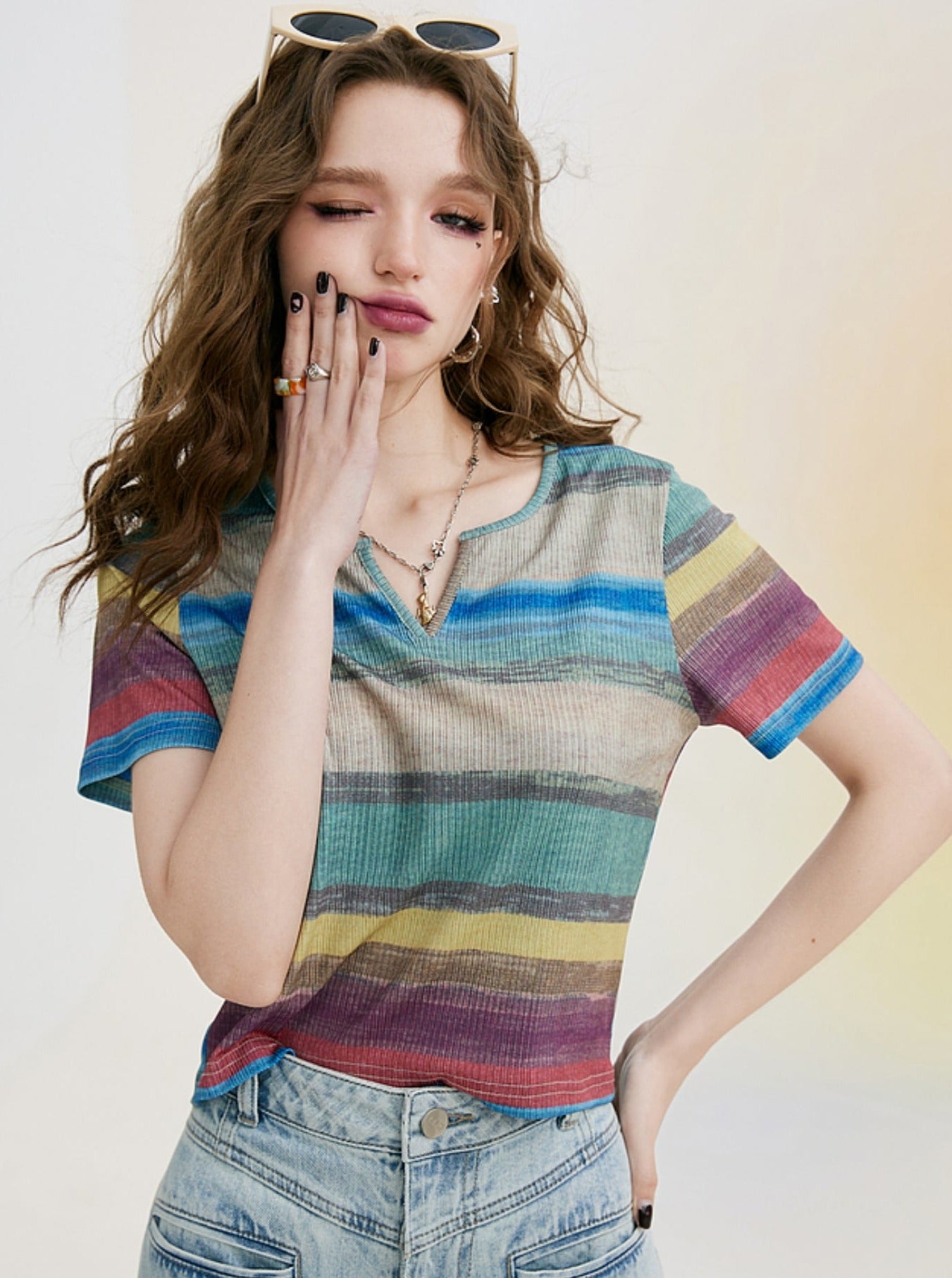 Rainbow Stripe Short Sleeve T-Shirt