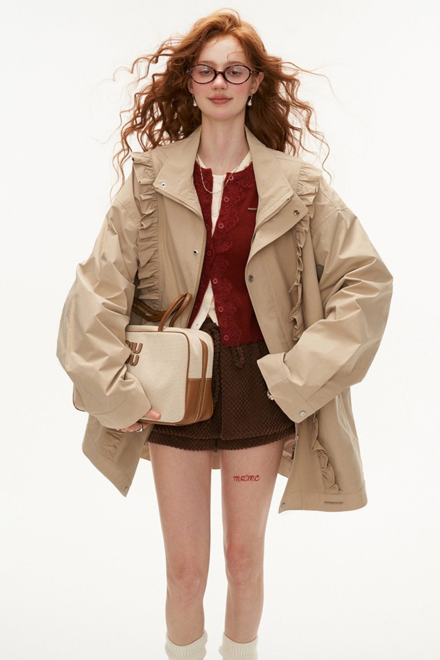 Khaki Fungus Edge Trench Coat