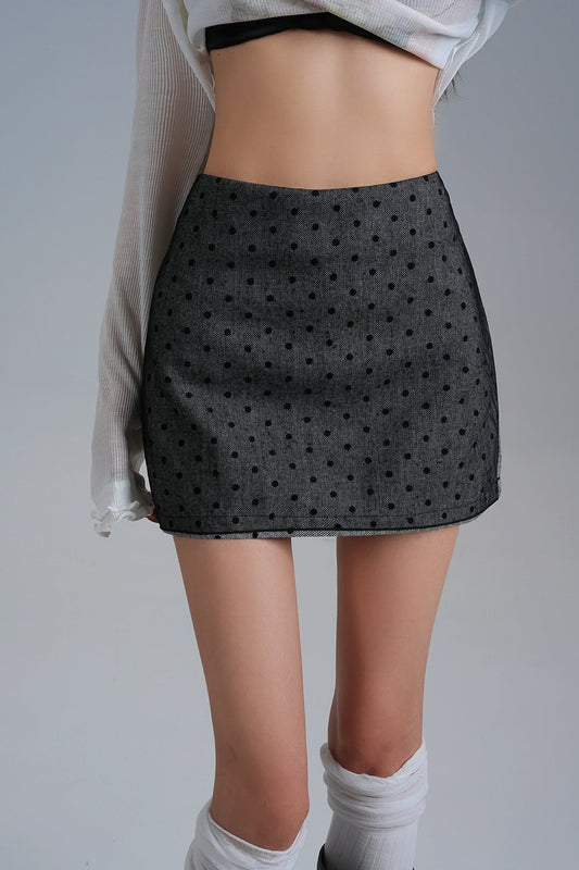 Niche Polka Dot High Waist A-Line Skirt