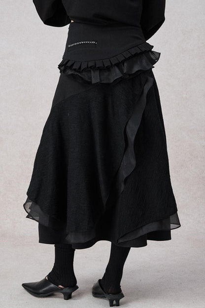 Weißer Wollspitzen asymmetrischer Rock 