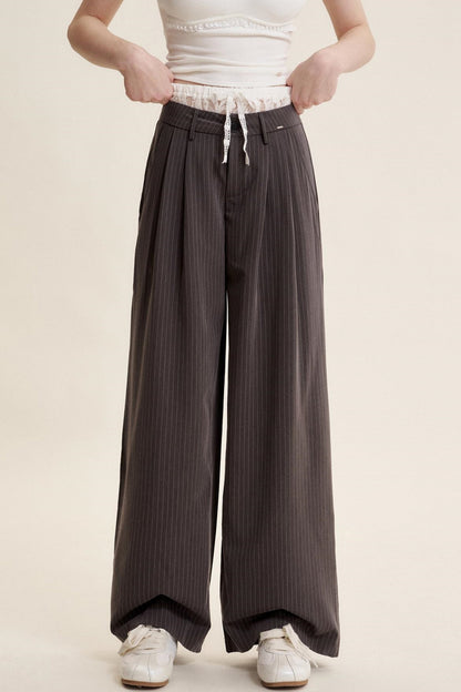 Elegant Lace Trim Pants