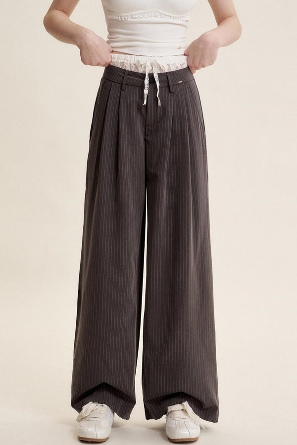 Elegant Lace Trim Pants