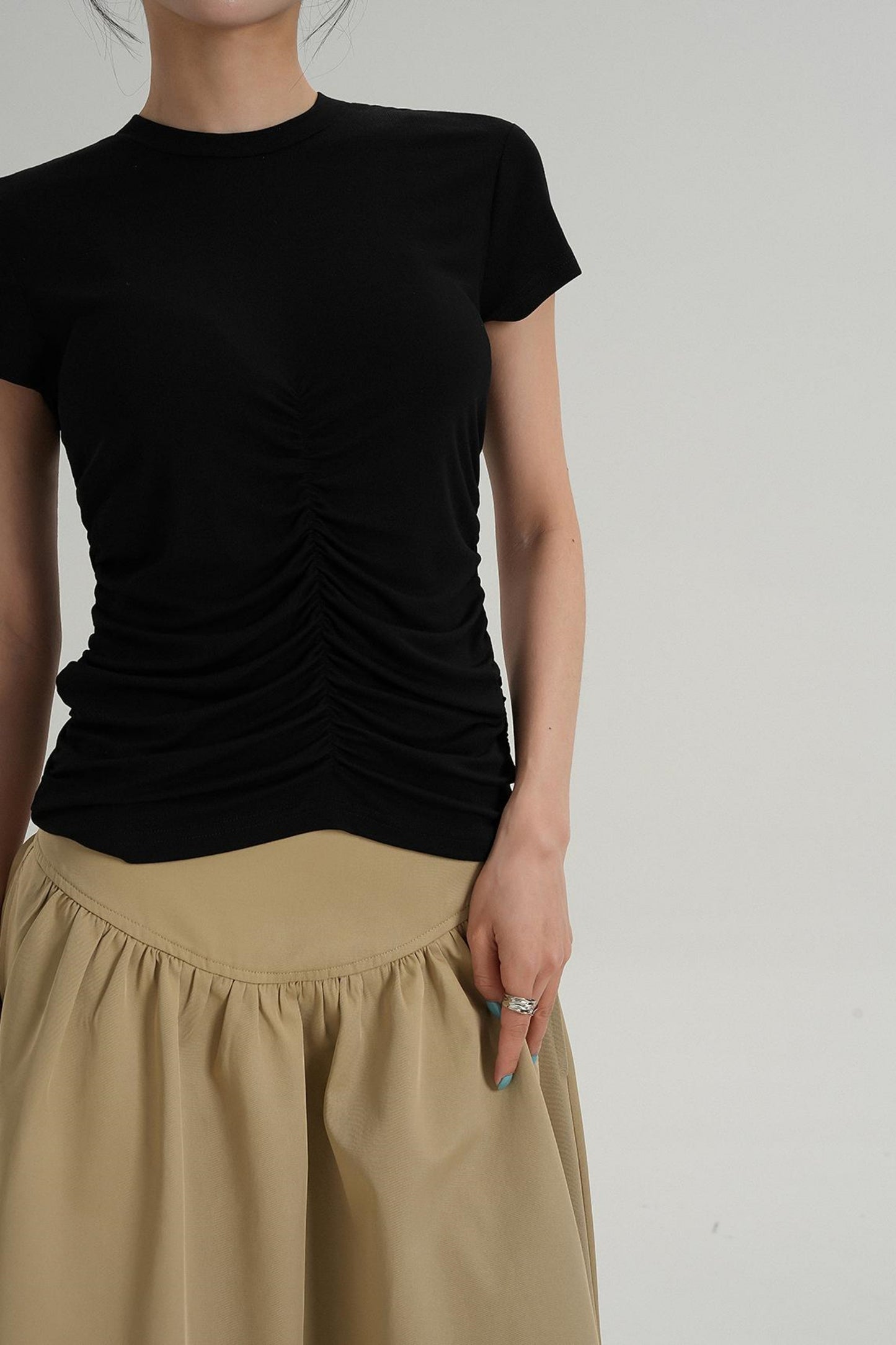 Slim Fit Wrinkle Design T-Shirt