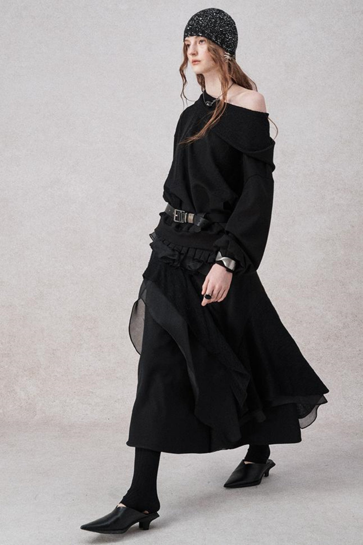 Weißer Wollspitzen asymmetrischer Rock 