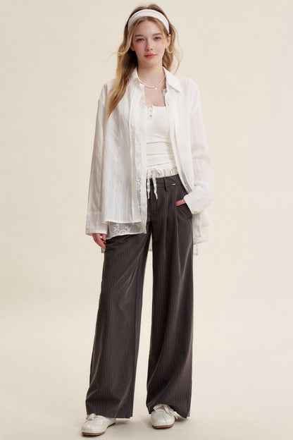 Elegant Lace Trim Pants