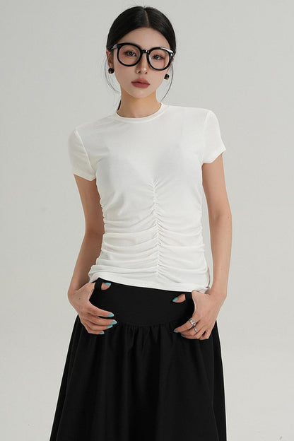 Slim Fit Wrinkle Design T-Shirt