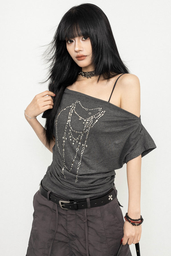 Slim Fit Slanted Neck Top