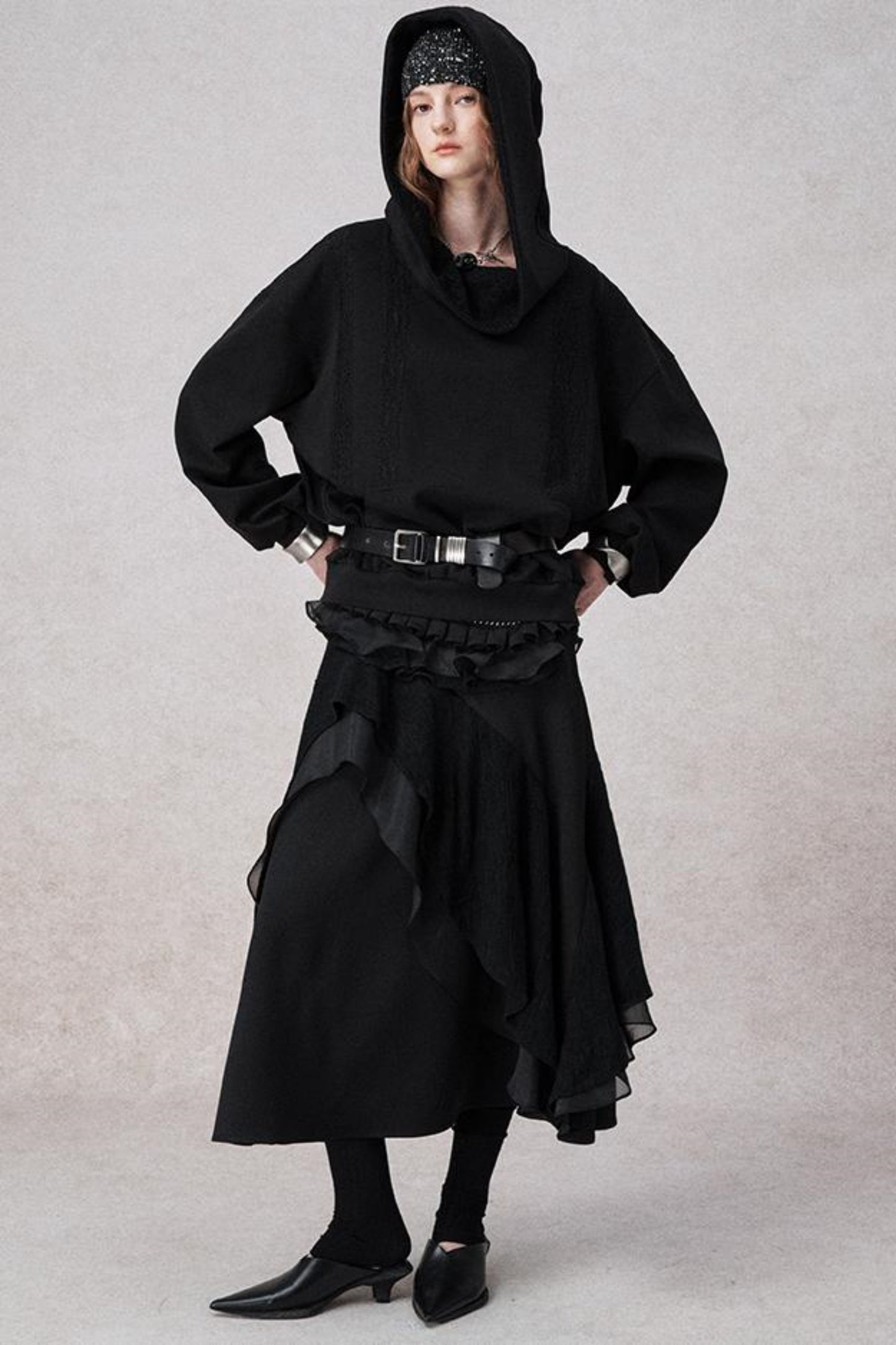 Weißer Wollspitzen asymmetrischer Rock 