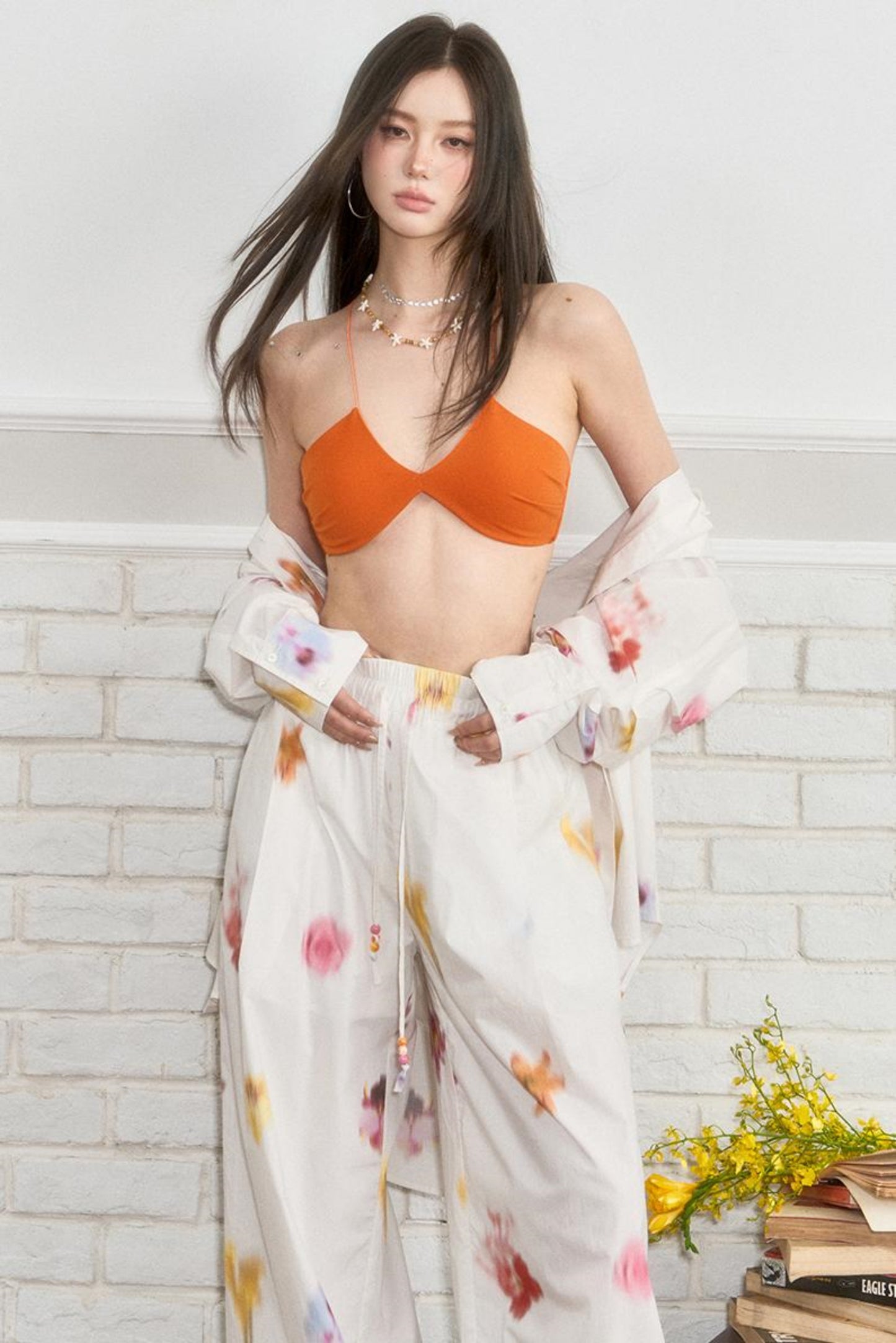 Design Flower Casual Pants