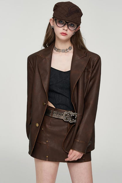 European Oversized Leather Jacket Set-Up