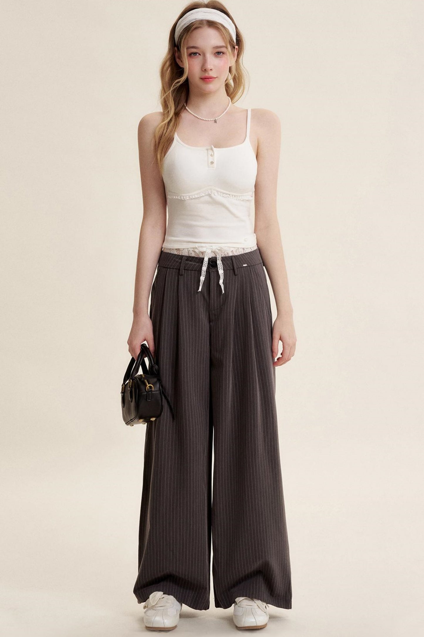 Elegant Lace Trim Pants