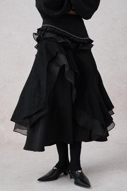 Weißer Wollspitzen asymmetrischer Rock 