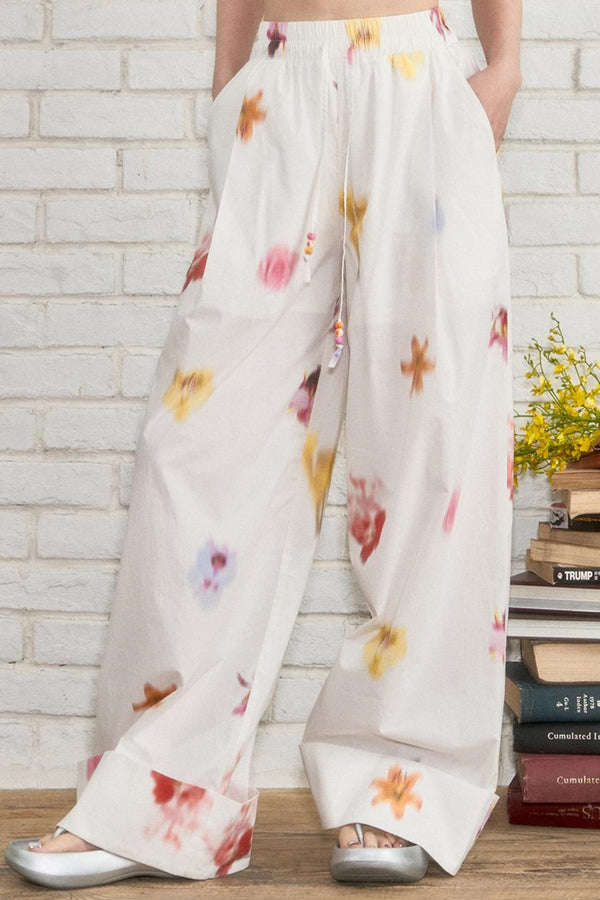 Design Flower Casual Pants