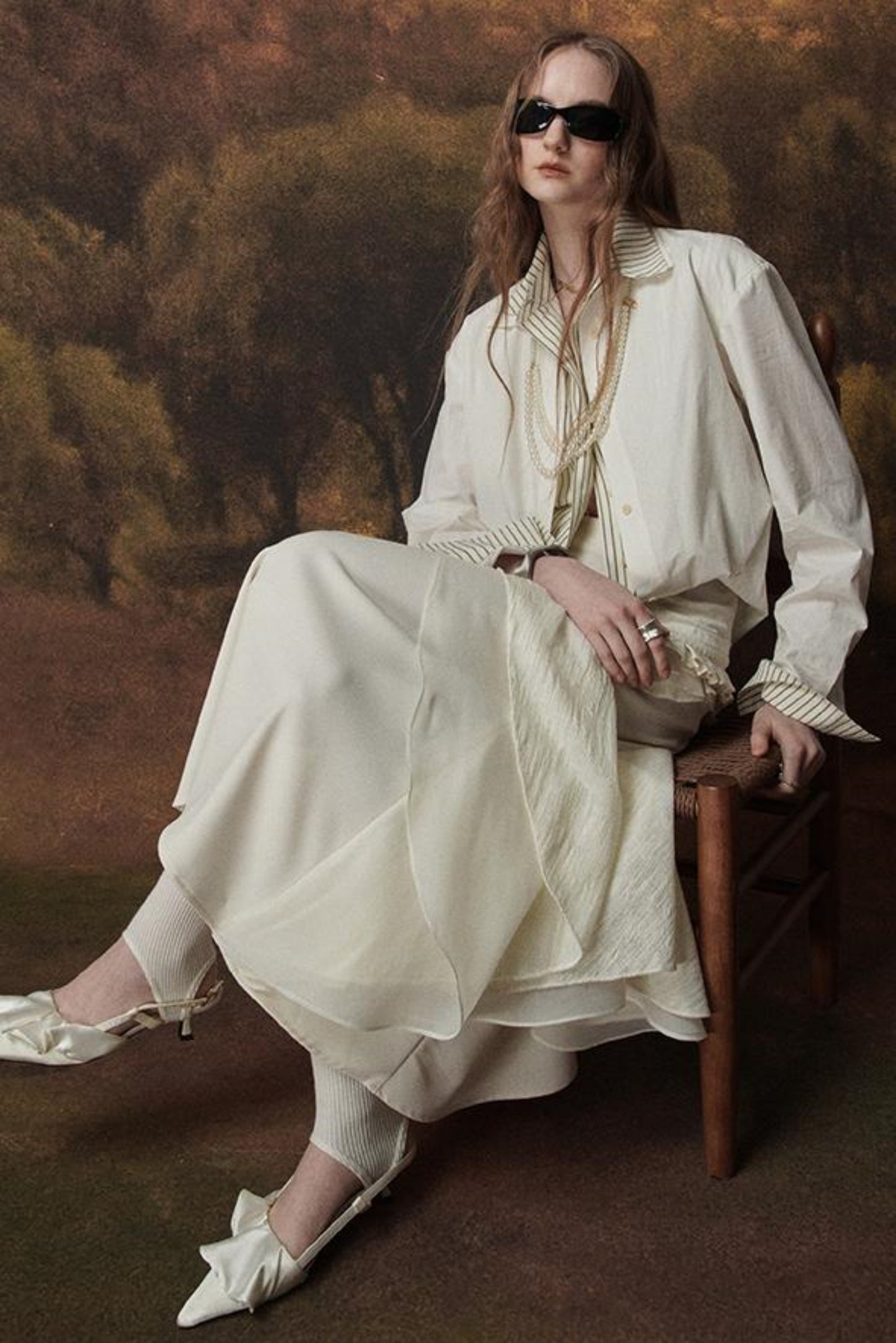 Weißer Wollspitzen asymmetrischer Rock 