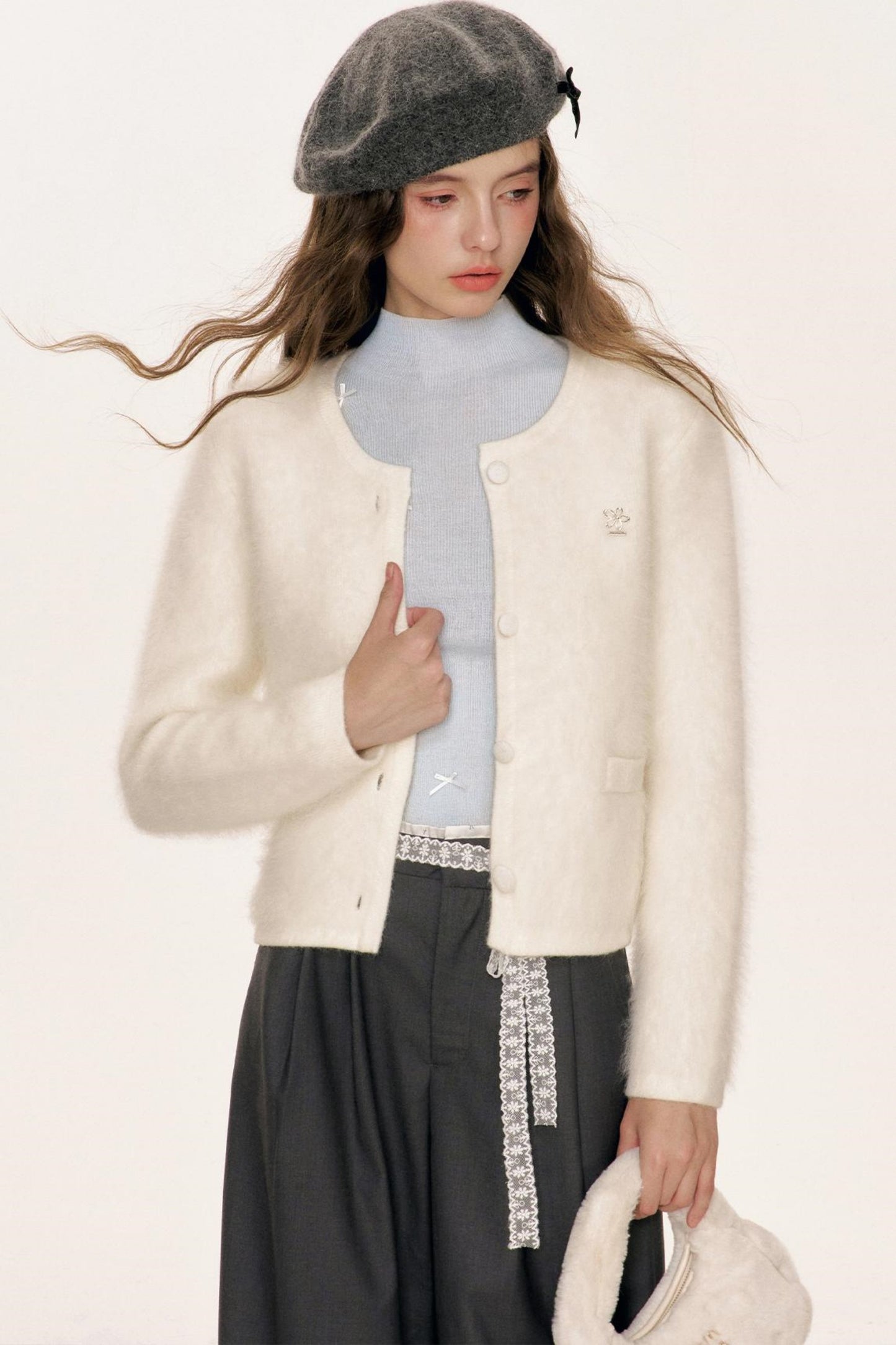 Rabbit Wool Blend Cardigan