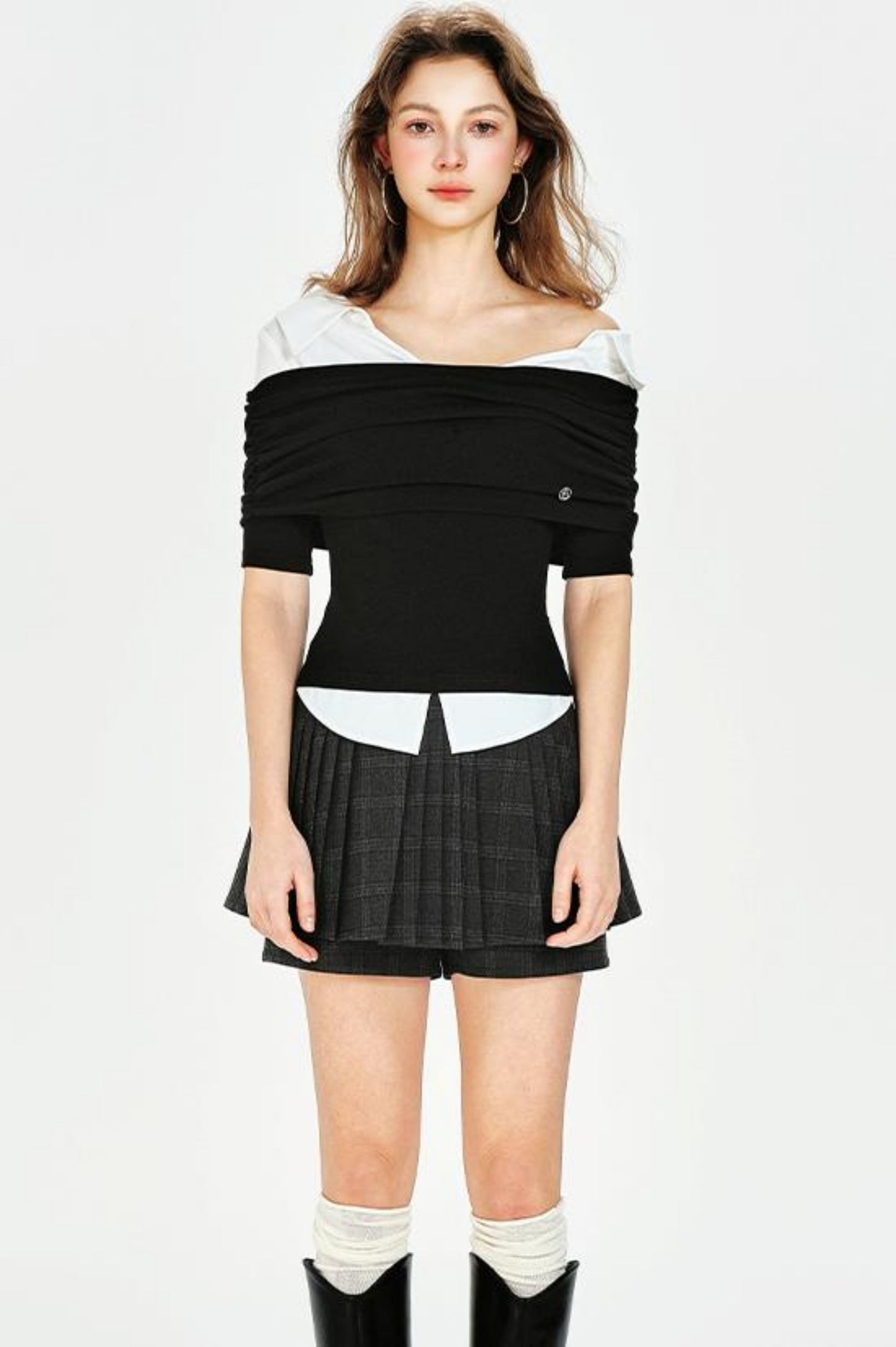 Vintage Style Off-Shoulder Knit Top