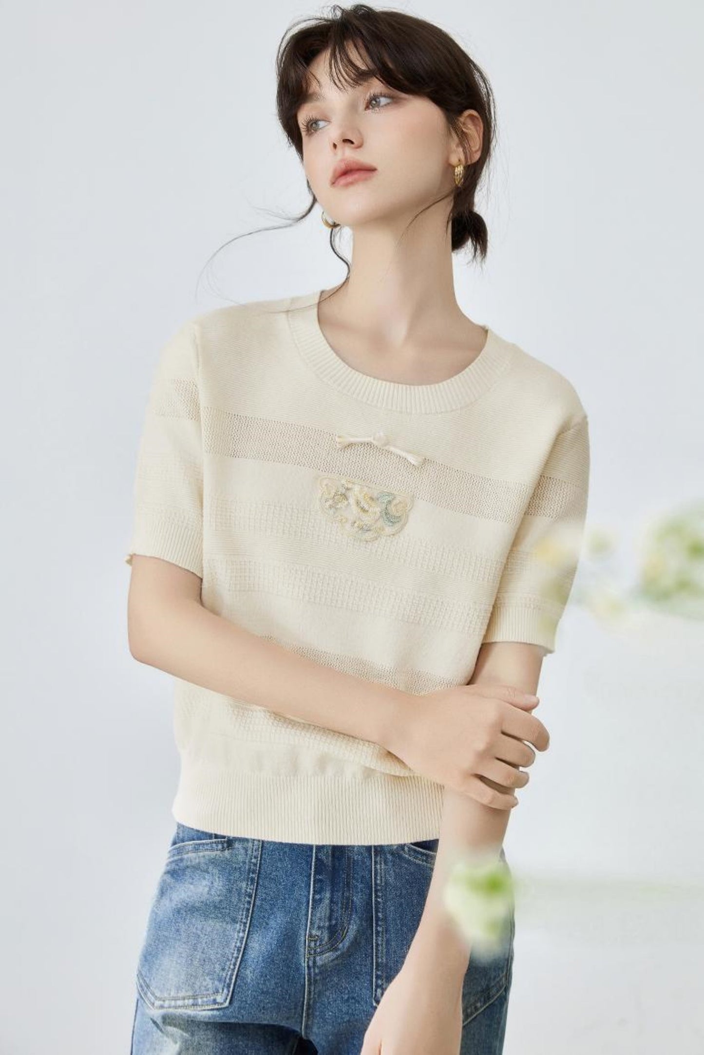 Summer Striped Knit Blouse