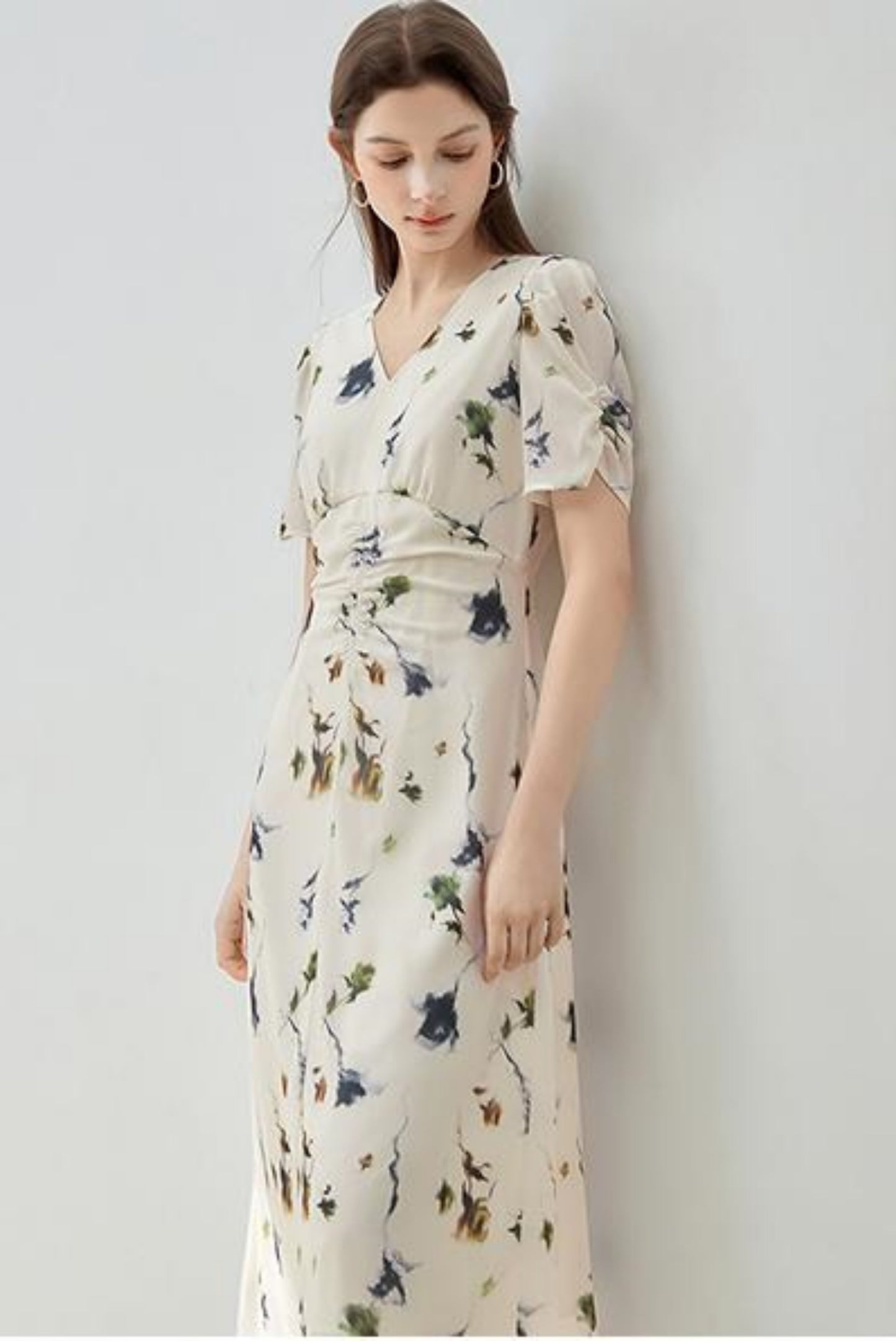 Floral V-Neck A-Line Dress