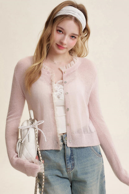 Sheer Organza Mohair Cardigan