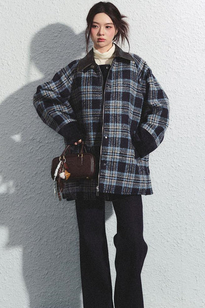 Navy Plaid Reversible Jacket