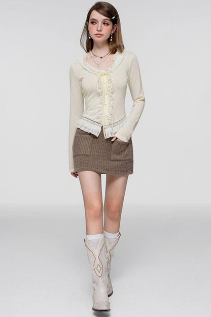 Sweet Lace Crop Sweater