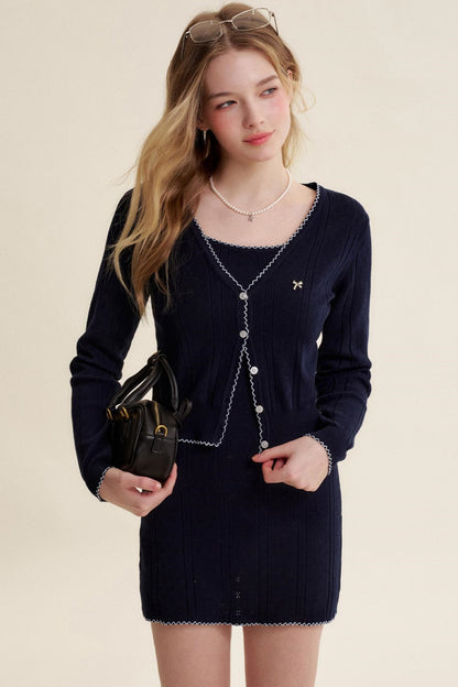 Romantic French Cardigan & Camisole Dress Set-Up