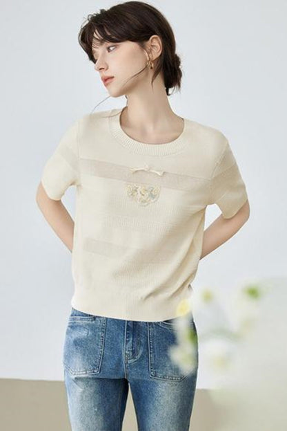 Summer Striped Knit Blouse