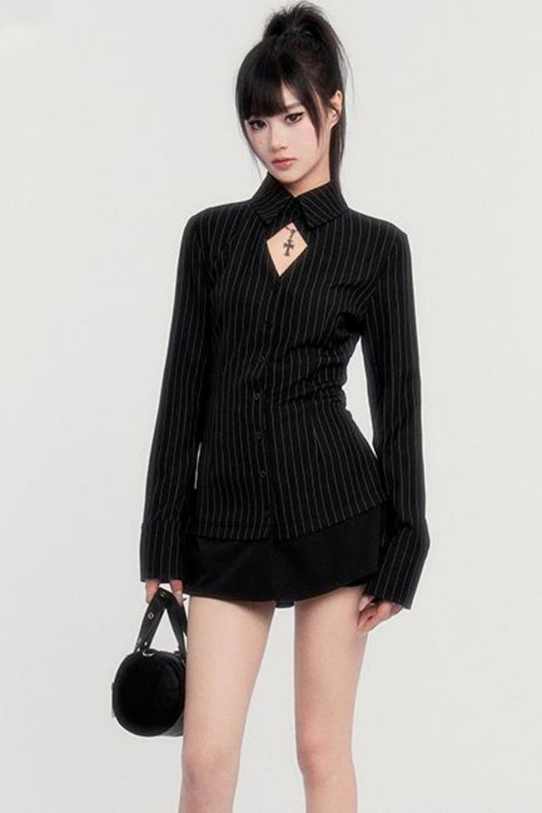 Chic Layered Striped Long Sleeve Top