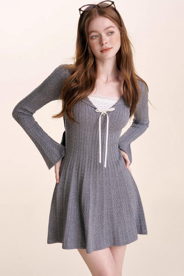 Lace Patchwork Knit Dress