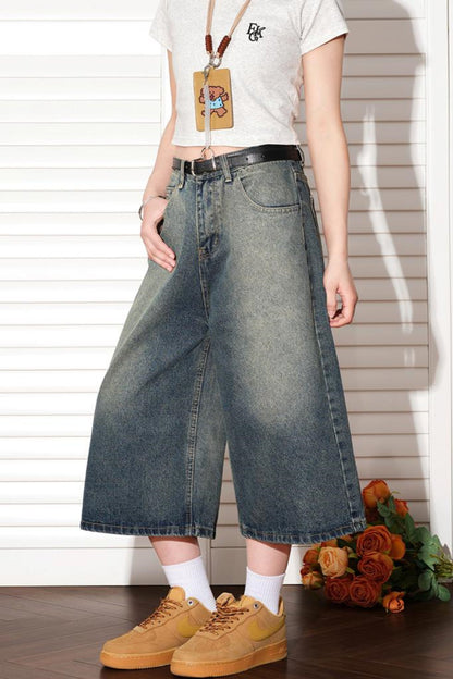 Vintage Denim Washed Shorts