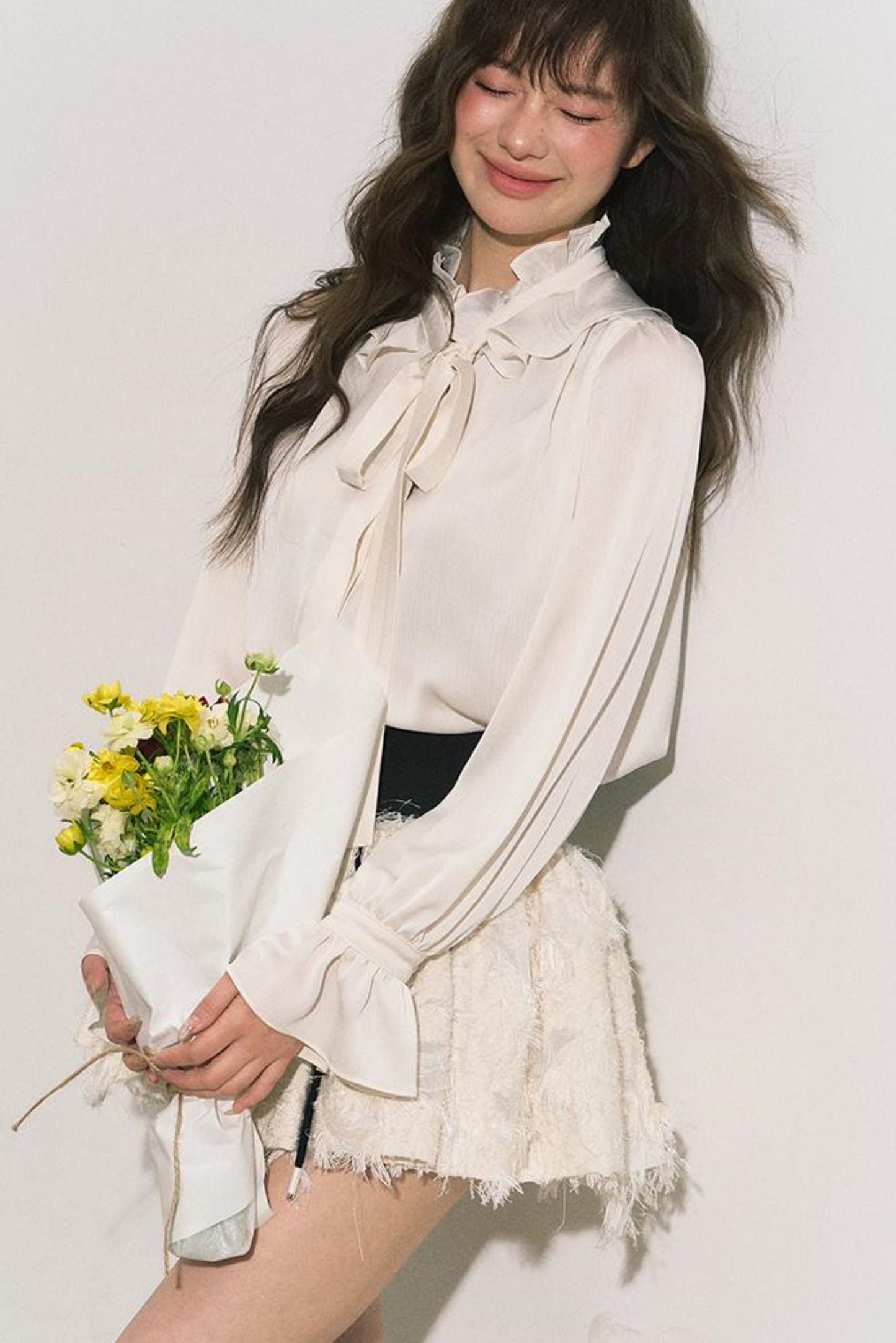 Ruffle Collar Bow Blouse Shirt