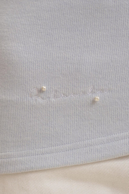 Velvet Stripe Bow Long Sleeve T-Shirt