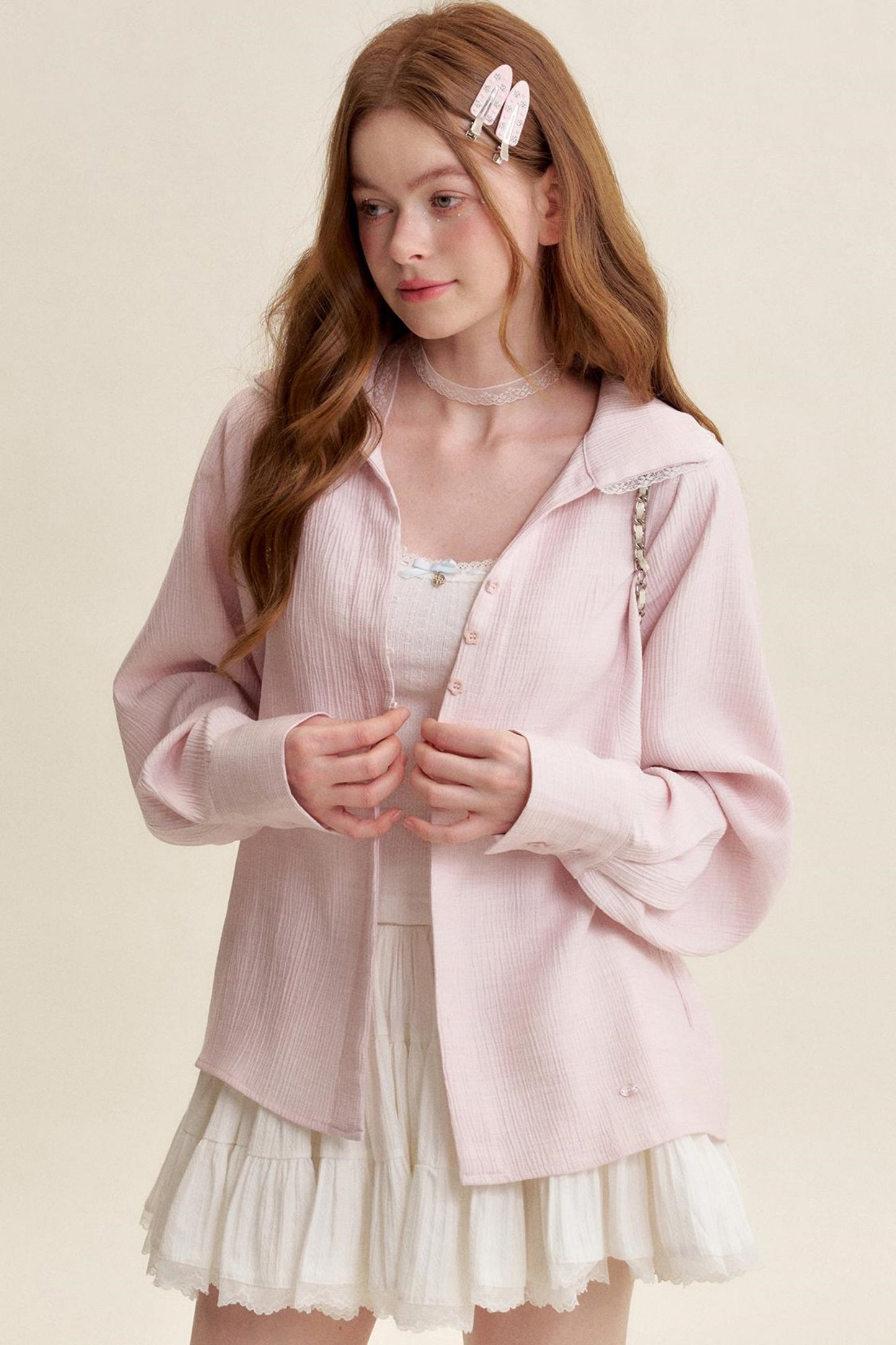 Ruffled Pink Lace Muscle Shirt