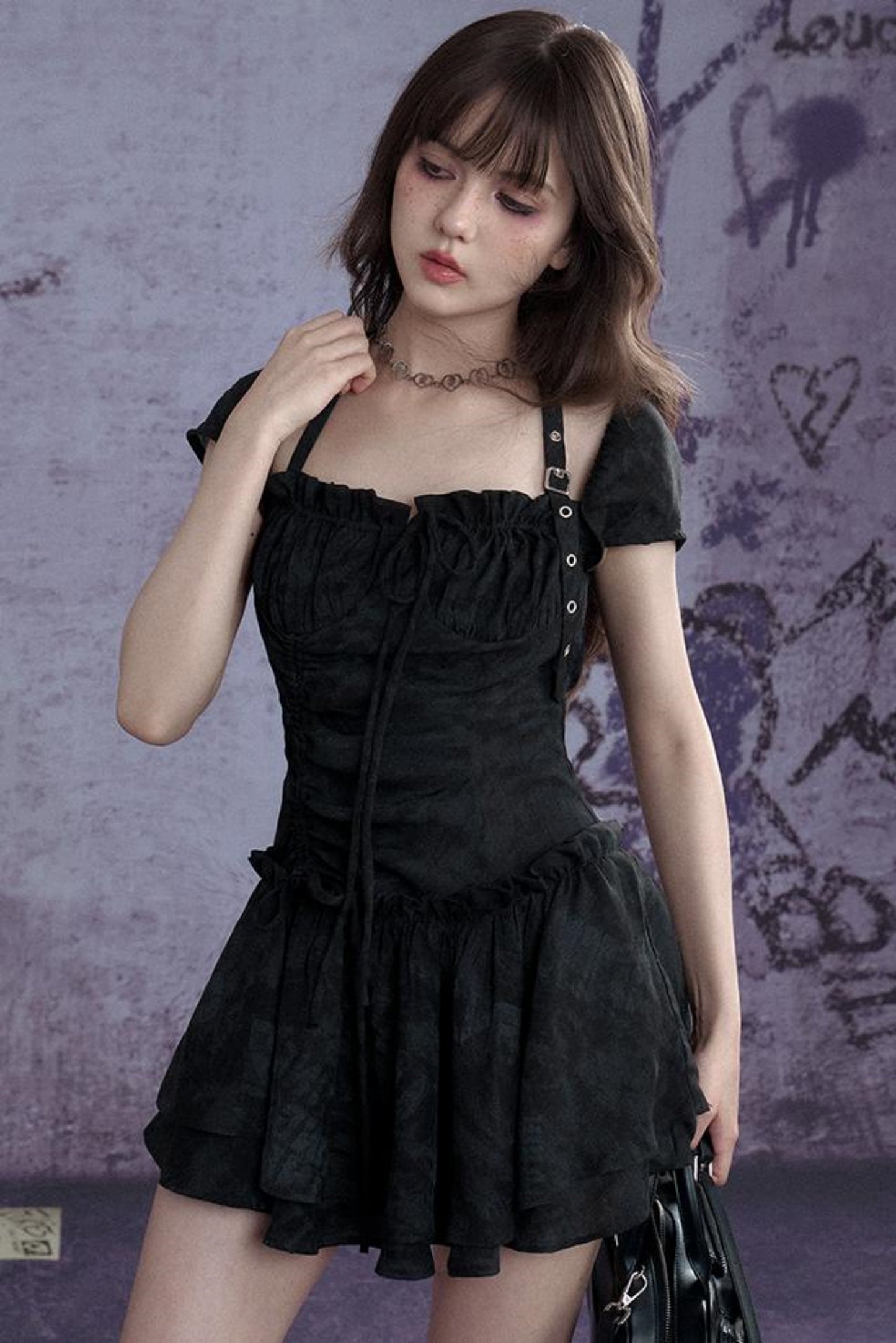 Coolred Peplum Drawstring Dress