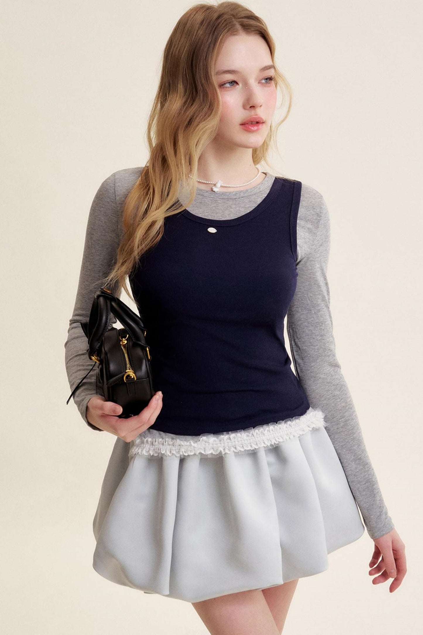 Colorblocked Cotton Tank & Long Sleeve T-Shirt Set