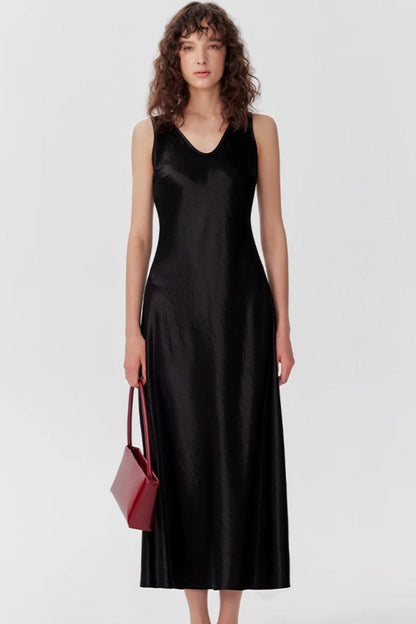 Satin Luxe Draped Midi Tank Dress