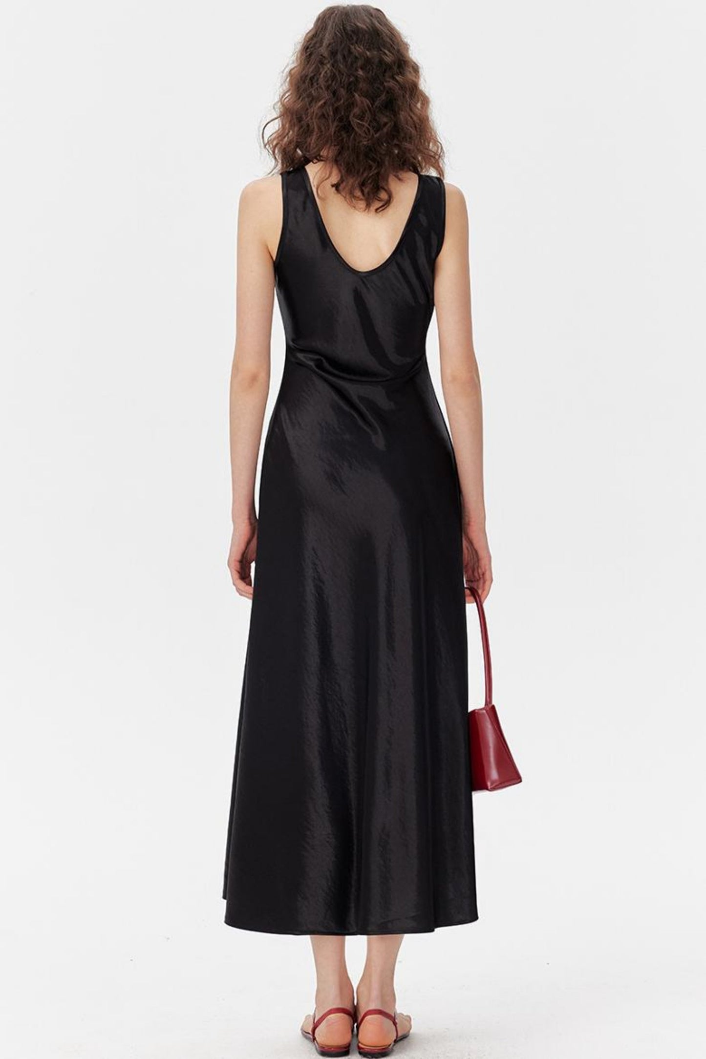 Satin Luxe Draped Midi Tank Dress
